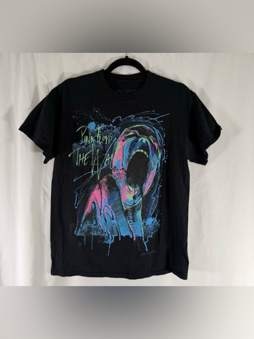 Pink Floyd Black Graphic Tee with Neon Scream Design